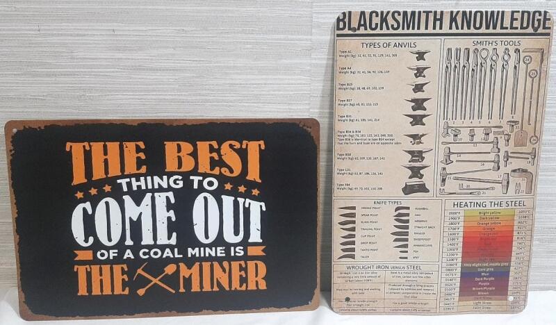 2 New Metal Signs | Mining and Blacksmithing