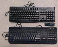 2 Full Size Keyboards, K120 Logitech, Microsoft, and USB Hub, Black