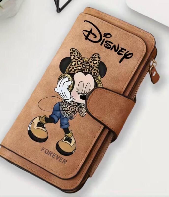 Disney Minnie Mouse Wallet - Official Licensed Women's Large Capacity Zipper Wallet with Minnie Mouse Leopard Print Bow, Headphones, Jacket & Socks Golden-Tone Hardware, & Lining, Multi-Card Slots & Coin Pocket Stock photos added 7.25&rsquo;&rsquo;