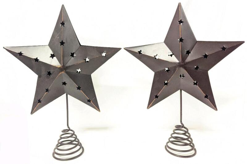 2 Large 15.5" Long Metal 3D Star Tree-Toppers (Springy!)