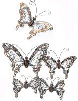 5 Metal Butterflies For Decorating Fences (No Back Hooks For Hanging), 9" - 16.5" Across