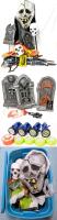 HALLOWEEN Garden & Yard Decorations: Foam Tombstones, Body Parts, Small Flashlights & Adhesive Lights (Untested), All In 25.5" &times; 17.75" &times; 15.5" Lidded Bin