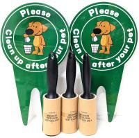2 New "Please Clean Up After Your Pet" 13.85" Long Yard Signs & 3&times; Lint Rollers (60 Sheets Per Roll)