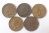 1895 - 1905 USA Indian Head One Cent Pennies . 1895 , 1897 , 1898 , 1899 , 1900 , 1901 , 1902 , 1903 ,1904 & 1905 . Ten (10) Coins - 3
