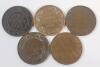 1882 - 1935 Canadian Large and Small One Cent Pennies . Large : 1882 , 1916 , 1918 , 1919 1920 . Small : 1920 , 1929 , 1932 , 1933 , 1935 . Ten (10) Coins - 2