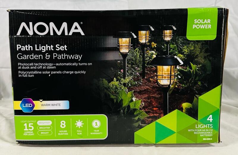 4 As-New NOMA Solar Path Lights, 22.5&rdquo; Tall, Retails for $79.99 - See Description