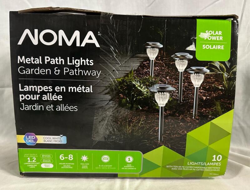 10 As-New NOMA Metal Path Lights for Garden and Pathway, 5&rdquo; x 5&rdquo; x 14.75&rdquo; - Retails for $49.99