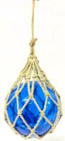 Cobalt Blue Glass Float Buoy / Fishinh Float in Net, Approx 5" Diameter, No Chips or Cracks