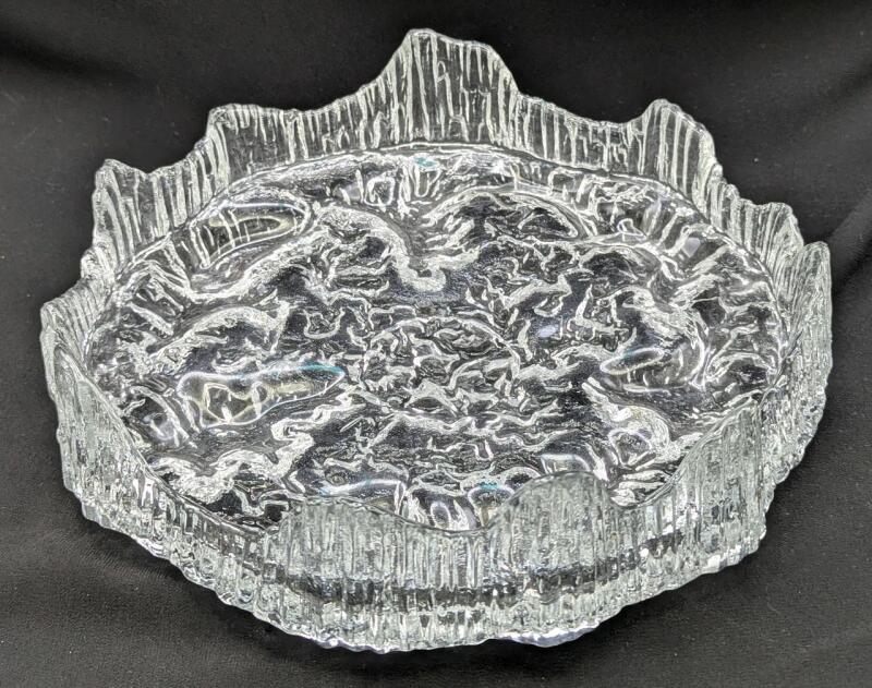 Vintage Tapio Wirkkala for IITTALA Finland Large Icicle Bowl / Ashtray, 9" Diameter, No Chips or Cracks