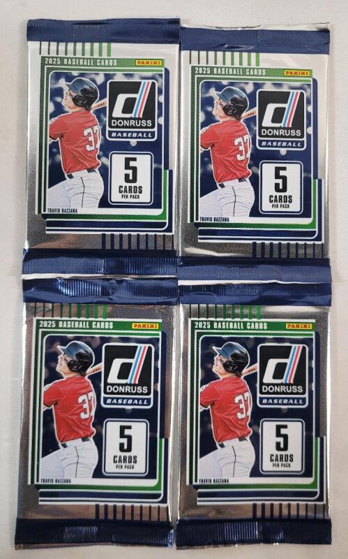 Four (4) 2025 Panini Donruss MLB Baseball Trading Card Sealed Wax Packs
