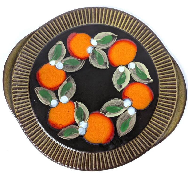 Gorgeous MCM Vintage HERBOLZHEIM Keramik Germany Cake Plate, 13" Diameter, No Chips or Cracks