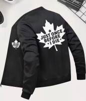 Men's Plus-Size 2XL &lsquo;&rsquo; Just Once Before I Die&rsquo;&rsquo; Casual Stylish Print Pocket Jacket Baseball Collar Zippered Side Pocket Machine Washable 95% Polyester 5% Elastane Poly Linining Stock photos added