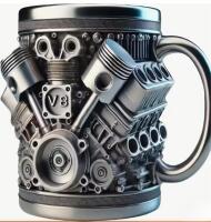V8 V6 Engine Stainless Steel Coffee Mug - Durable Automotive Design Cup with Intricate Car Enthusiast Detailing, Hand Wash Only, Perfect Gift Detailed Craftsmanship Stock photos added Approximately 5 x 3.5&rsquo;&rsquo;