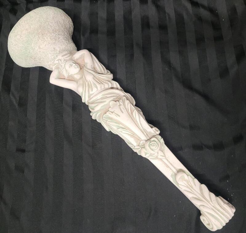 Decorative Chalk/Porcelain Wall Sconce Sculpture of Greek / Roman Lady . Measures 28 &frac34;" Tall .