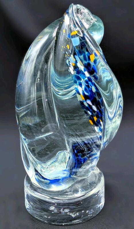 RARE Vintage 1992 Signed SHIRLEY ELFORD (1943-2011) Art Glass, 7.8" Tall, Local Hamilton Artist, No Chips or Cracks