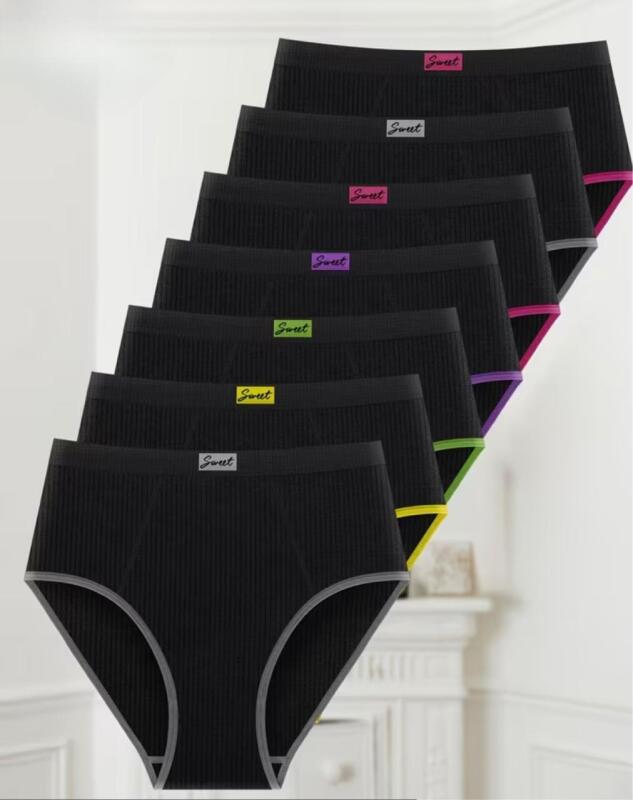 7-Pack sz Large MIOTAN Women's Seamless Briefs, Sexy Color Block Nylon Knit Fabric, Comfortable Fit Black Underwear 90% Nylon 10% Elastane stock photos added