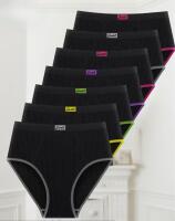 7-Pack sz Large MIOTAN Women's Seamless Briefs, Sexy Color Block Nylon Knit Fabric, Comfortable Fit Black Underwear 90% Nylon 10% Elastane stock photos added
