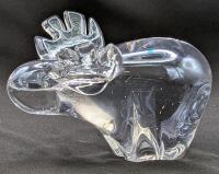 Adorable Chonky Moose Glass (Possible Crystal) Paperweight, 4" Tall, No Chips or Cracks