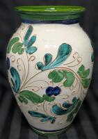 Large Vintage ROSENTHAL NETTER Italy 13.5" Tall Ceramic Vase, Small Chip in Rim, No Cracks, Crazing Present