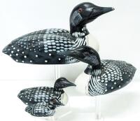 Set of 4 Vintage Wooden Loons, 2" - 6.5" Long