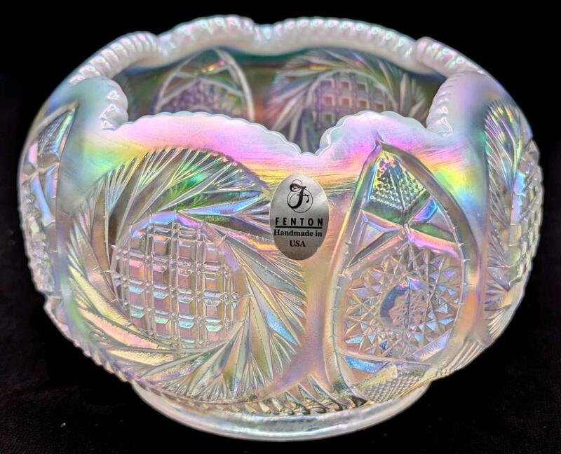 Gorgeous FENTON White Opalescent Rose Bowl #2789FM French Opal, With Original Sticker, 3.5" Tall, No Chips or Cracks