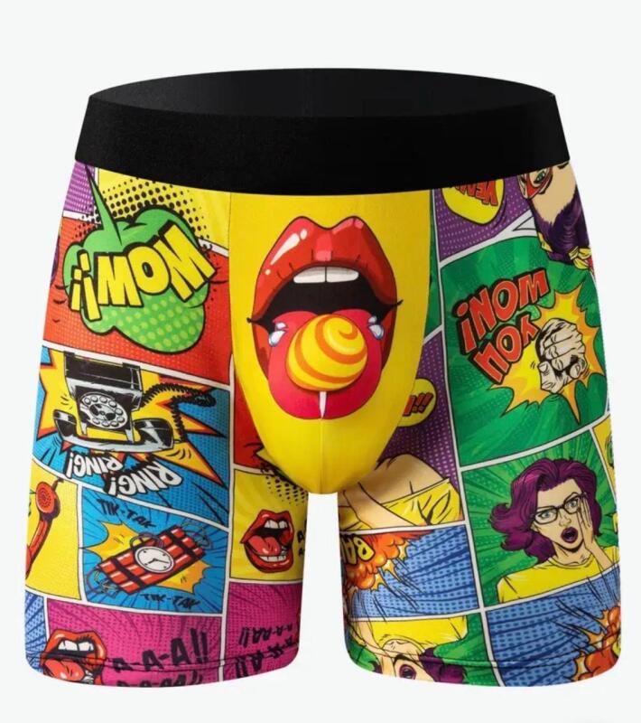 New Men&rsquo;s Size XL Lips Print Retro Comfortable and Breathable Underwear | Elastic Boxing Shorts 95% Polyester 5% Spandex stock photos added