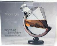 New SHANNON CRYSTAL Solitaire Decanter, Handmade Lead-Free Glass, Holds 800ml