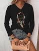 New Women's Size Large Dream Catcher & Feathers Casual Long Sleeve V-Neck T-Shirt Washable 100% Polyester Stock photos added - 2