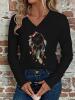 New Women's Size Large Dream Catcher & Feathers Casual Long Sleeve V-Neck T-Shirt Washable 100% Polyester Stock photos added - 3