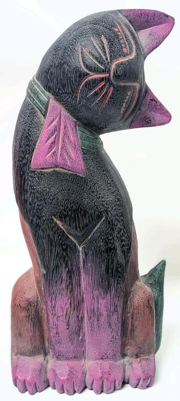 Large Vintage Thai Carved Wooden Cay Statue, 14.5" Tall