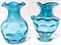 Pair Vintage Dimpled Coin Dot Vases With Ruffled Rims, Up to 5.8" Tall, No Chips or Cracks