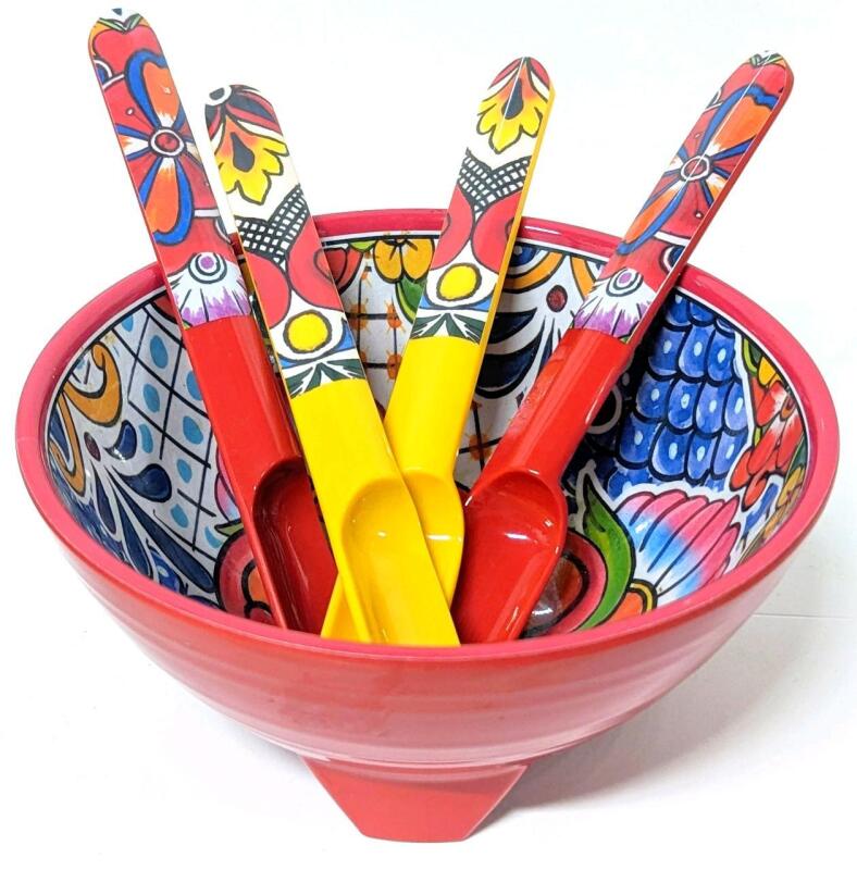 PREPARA Colorful 6.25" &times; 3" Tall Guacamole Bowl With 4&times; Spoons
