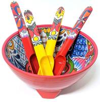 PREPARA Colorful 6.25" &times; 3" Tall Guacamole Bowl With 4&times; Spoons