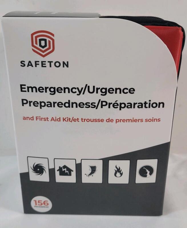 New - Safeton 156pc. Emergency Preparedness First Aid Kit . Some Items Expire by 11/2027