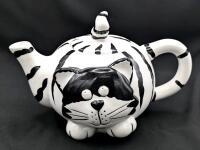 Adorable CHERI LANE "Cassanova" Chester Cartoon Cat Teapot, 5.65" Tall, Shallow Chips Along Rims, Crazing Throughout