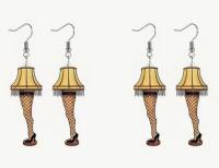 2 Pairs Chic Christmas Story Desk Lamp Leg Dangle Earrings Acrylic Sheppard Hooks 2&rsquo;&rsquo; Drop