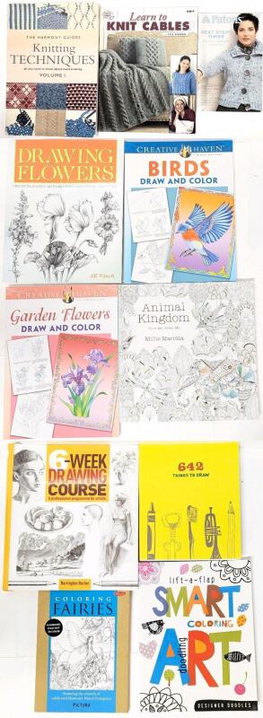 11 Books on Colouring, Drawing & Knitting, Colouring Books Are New Or Show Minimal Use, Most Paperback, 1 Hardcover