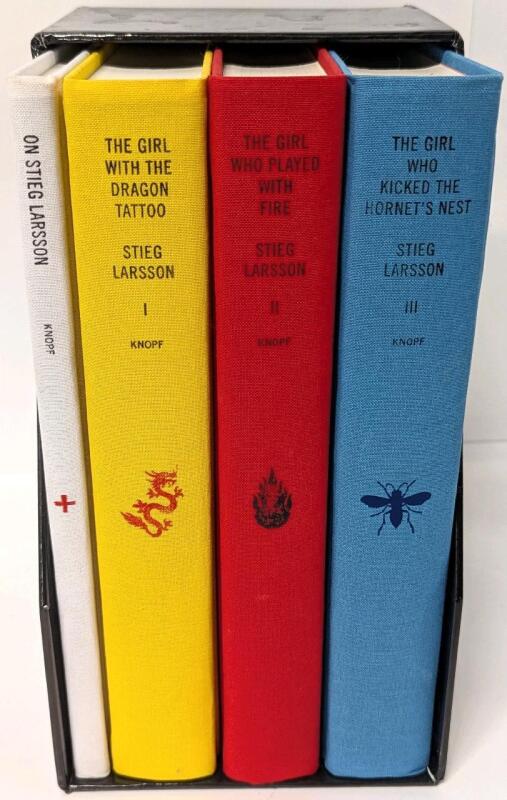 STIEG LARSSON The Millenium Trilogy Hardcover Book Box Set : The Girl With The Dragon Tattoo, Who Played With Fire & Wgo Kicked The Hornet's Nest + On Stieg Larsson