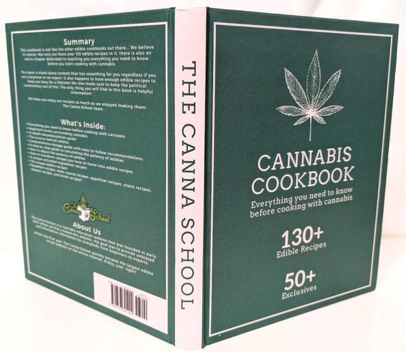 New Hardcover CANNABIS COOKBOOK by The Canna School, 130+ Edible Recipes, 50+ Exclusives