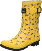 New Size 40/41 Women's JOULES French Yellow Sausage Dog Molly Welly Pull-On Boots, Retails Over $60!