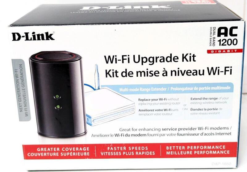 D-LINK Wireless AC1200 Dual Band Gigabit Range Extender<br/>DAP-1650, Tested For Power, Does Not Include Ethernet Cable