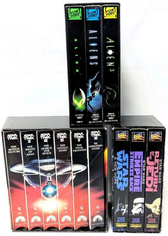 3 Vintage VHS Sci-Fi Movie Box Sets: ALIEN, Aliens, Alien&sup3;, Star Trek I-VI, Star Wars : The Empire Strikes Back, Return of the Jedi & A New Hope