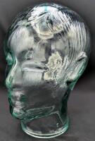 Neat Blue-Green Glass Mannequin Store Display Head, 10" Tall, No Chips or Cracks