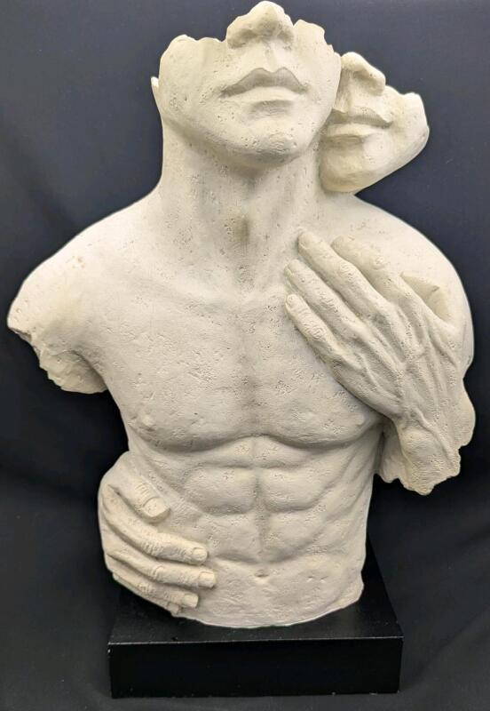 Signed TMS 2006 VITRUVIAN Male Sculpture "Devotion", 13.75" Tall