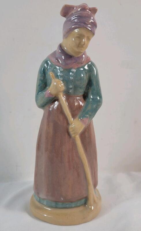 Vintage ROME Denmark " Lady with Broom " Figurine . Measures 8 &frac14;" tall . No chips or cracks