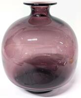 Vintage Hand Blown Amethyst Glass Bulb Vase - 7.5" Tall, No Chips or Cracks