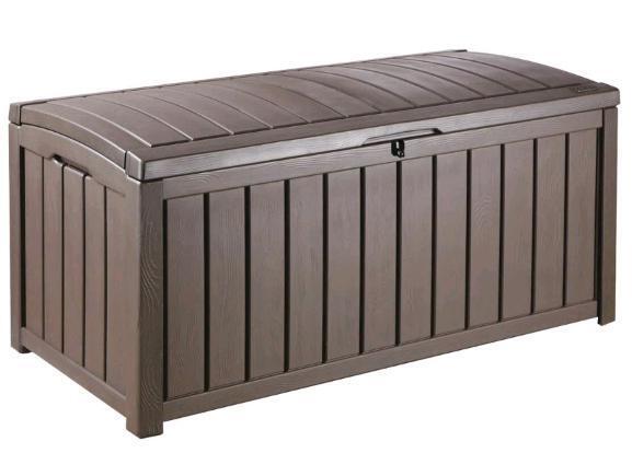 Keter Glenwood Deck Box, 390L Outdoor Storage, Black, Retail's for $199.99