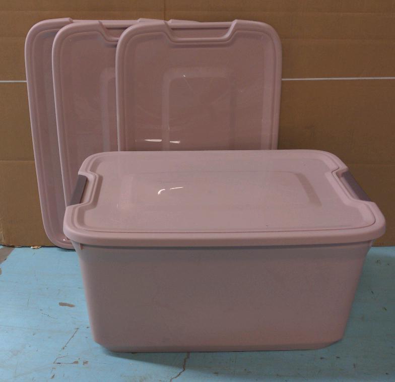 New Type A Storage Container, 98L, Pink, Includes 4 lids