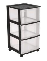 New - Type A Clear Black Frame 3-Drawer Storage Tower/Cart with Wheels . Retail $25