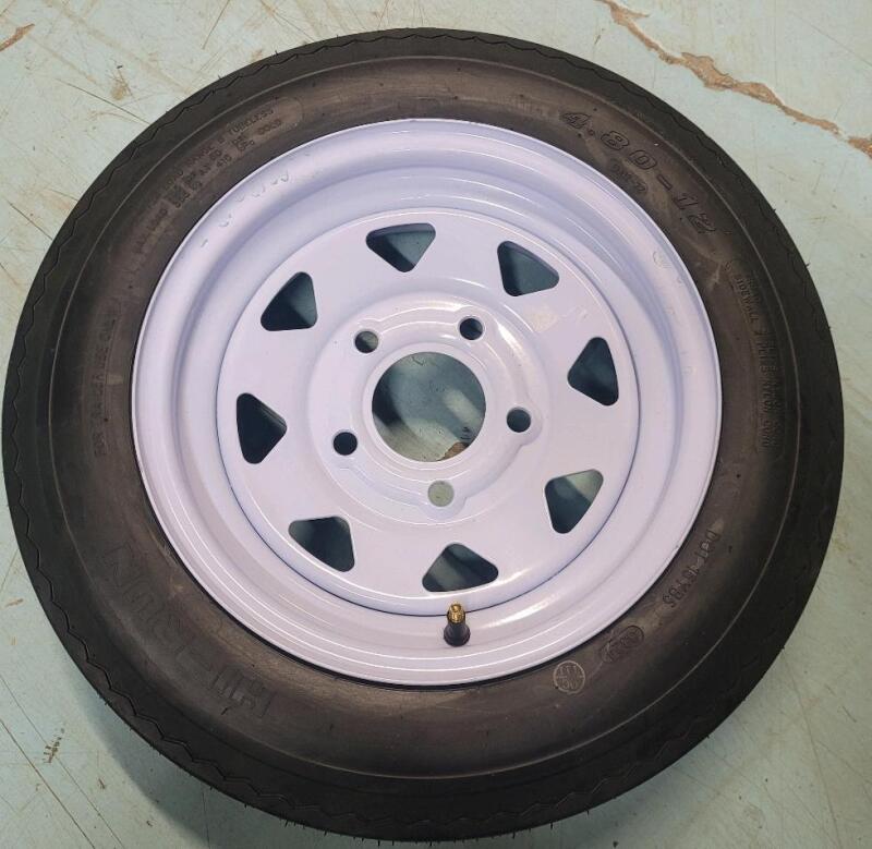 New - Hi-Run 4.80-12 5-Bolt Trailer Tire w/Rim Assembly . Retail $105
